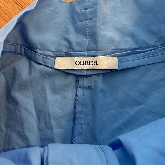ODEEH HI WAIST WIDE LEG COTTON BLUE PANTS 34 - Picture 4 of 6